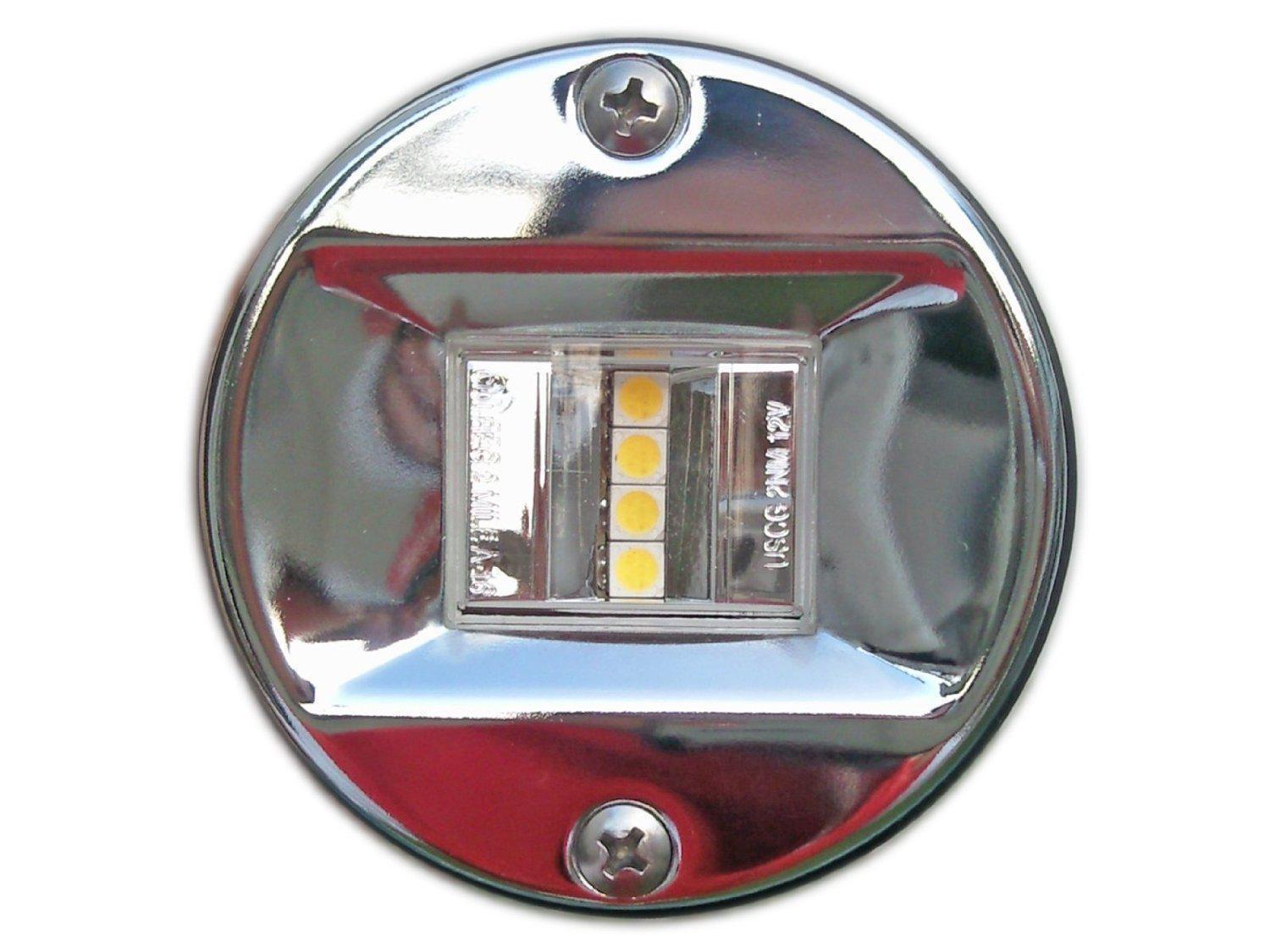 Stainless Steel Round 3" x 2" LED Stern White Transom Light for Boats - Five Oceans-Canadian Marine &amp; Outdoor Equipment