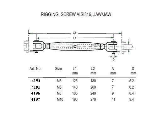 Turnbuckle Jaw/Jaw Closed Body for Sailboat, M8-Canadian Marine &amp; Outdoor Equipment