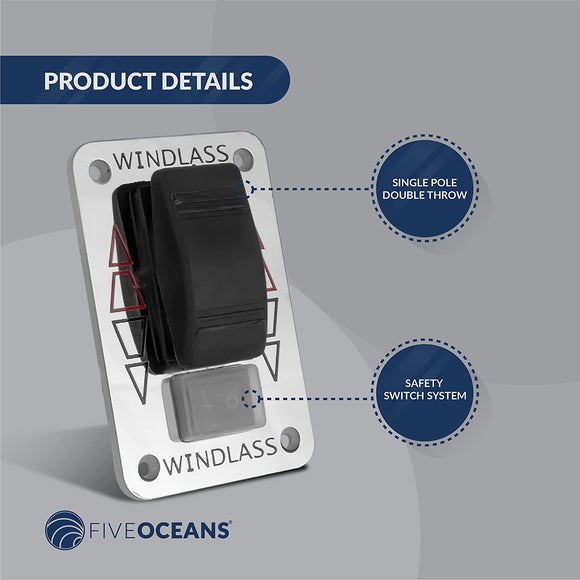12V Windlass Rocker Switch Panel, SPDT 3-Terminal – Five Oceans | Canadian Marine & Outdoor Equipment